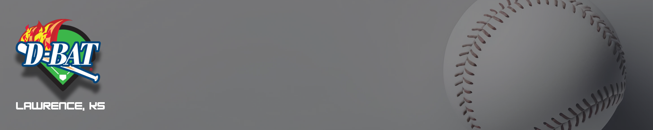 D-BAT Lawrence, KS logo with grey background and baseball image. Content is used for partner events at D-BAT facilities.