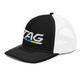 Load image into Gallery viewer, Black and white cap with 'TAG Sports' logo on a white background