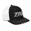 Load image into Gallery viewer, Black and white cap with 'TAG Sports' logo on a white background