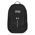 Load image into Gallery viewer, Black backpack with TAG Sports and Under Armour logos on a white background