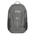 Load image into Gallery viewer, Gray backpack with 'TAG Sports' and Under Armour logos on a white background