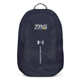 Load image into Gallery viewer, Navy blue backpack with TAG Sports and Under Armour logos on a white background