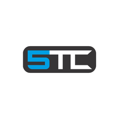 A stylized '5TC' logo centered on a plain white background, with a dark gray rounded rectangle behind white and blue lettering.