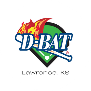 D-BAT logo with colorful design and 'Lawrence, KS' text on a white background