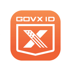 GOVX ID logo with an orange border and white text on a white background