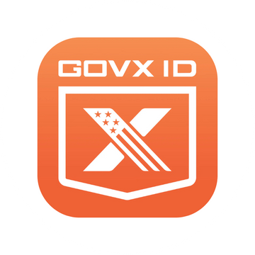 GOVX ID logo with an orange border and white text on a white background