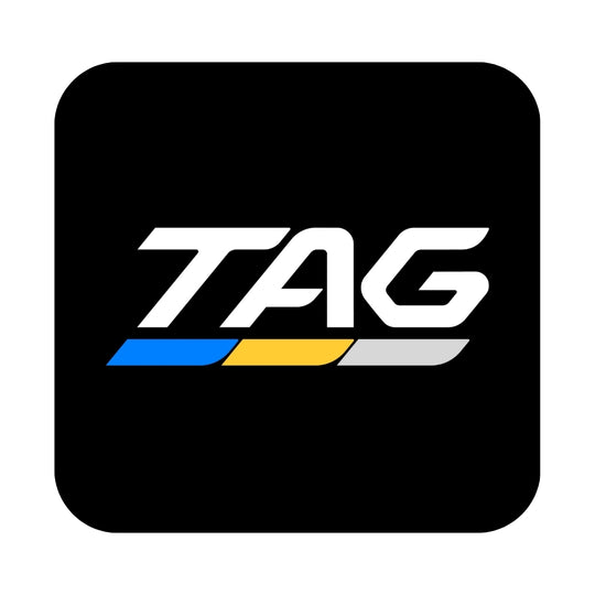 "TAG" logo on black background.